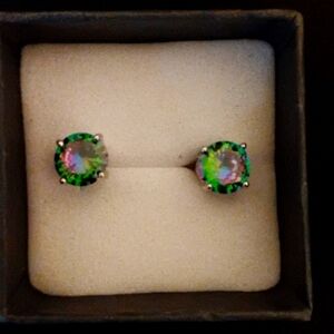 Brilliant MYSTIC TOPAZ 925 STUDS in a little black box.